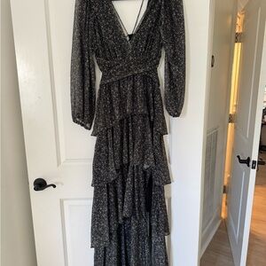 Astr Black Floral Long Sleeve Maxi Dress